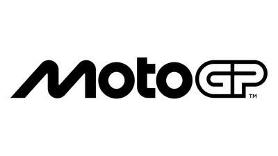 Schwarzes MotoGP-Logo auf weißem Hintergrund.