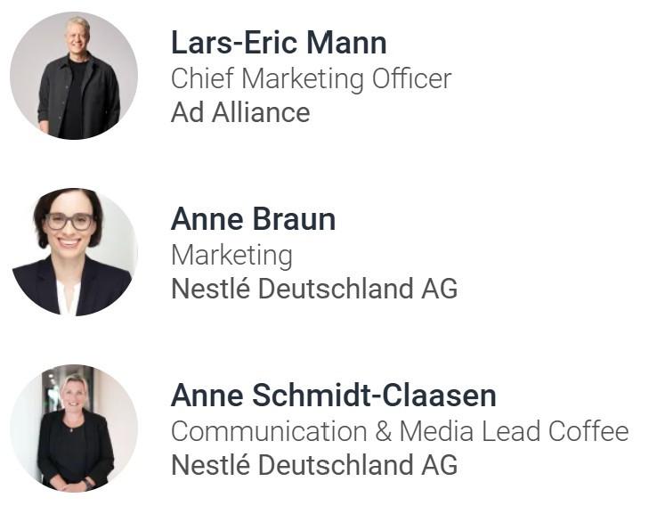 Porträts von drei Personen mit Namen und Berufsbezeichnungen.