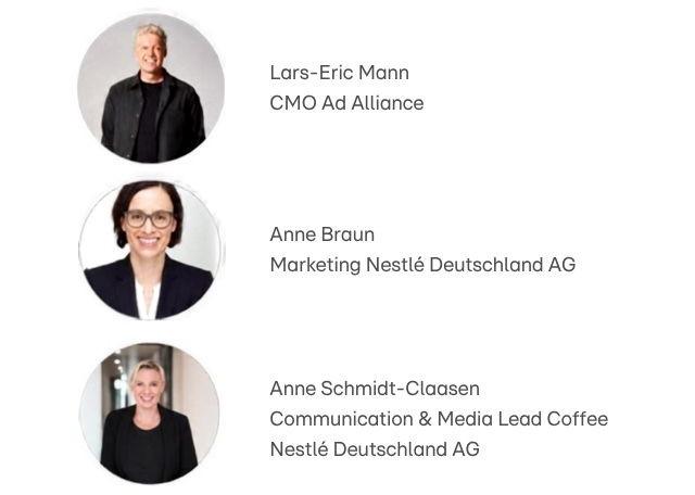 Drei Porträts von Personen mit ihren Namen und Berufstiteln.