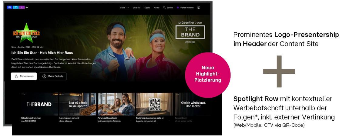 Webseite mit Werbebanner 'THE BRAND' und Bildvorschauen.