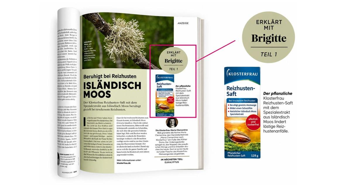 Magazinwerbung für Reizhustenmittel mit isländischem Moos.